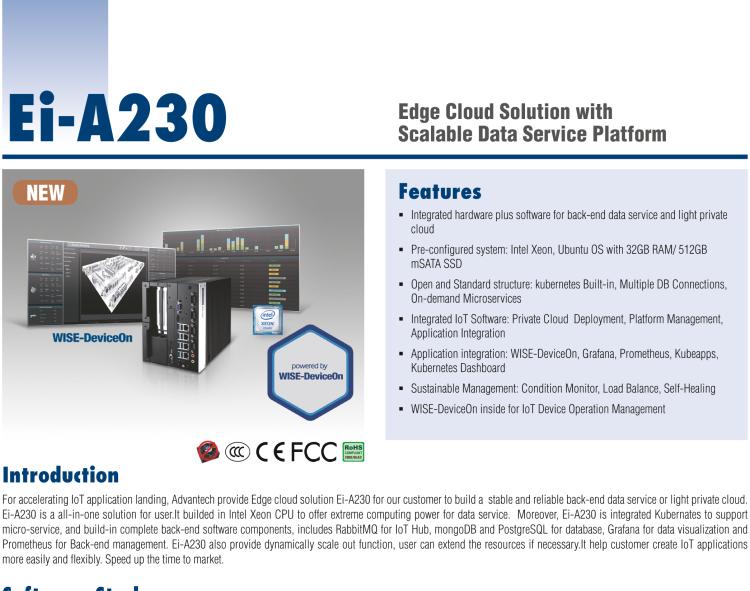 研華EI-A230 研華 EI-A230，邊緣計算系統服務器，搭載Intel Xeon E3-1275 V6 CPU，32GB RAM，512GB mSATA SSD，1T HDD *2，預裝Ubuntu 16.04操作系統。