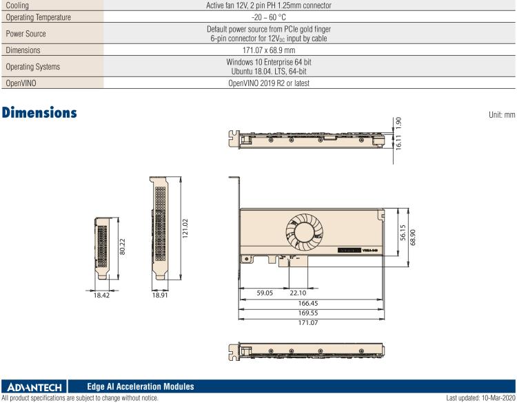 研華VEGA-340 基于Intel Movidius? Myriad? X VPU，PCIe x4 Edge AI 模塊，VPU*4 or VPU*8