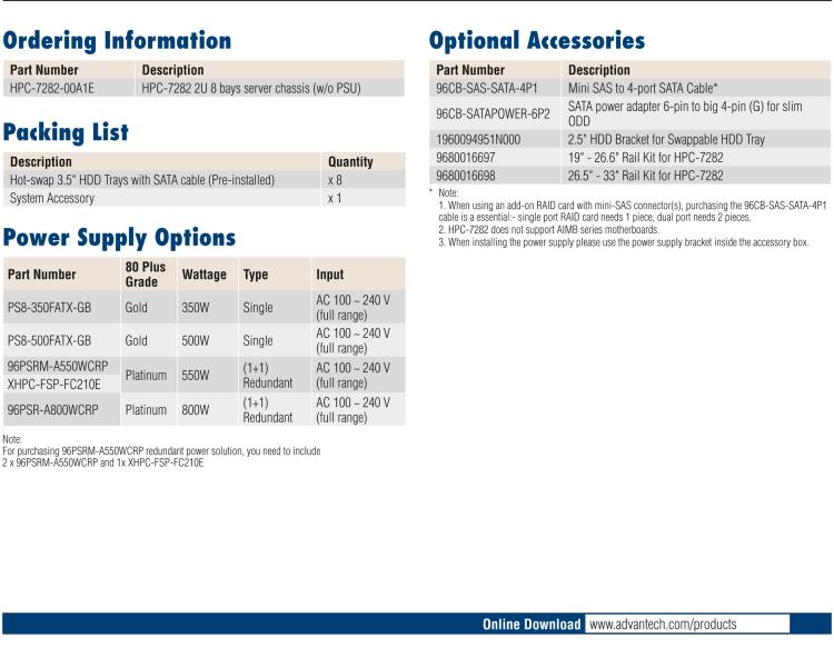 研華HPC-7282 2U 機架式機箱，適用于 Micro/ATX 服務器主板，支持8個2.5寸/3.5寸熱插拔硬盤，7個半高擴展槽