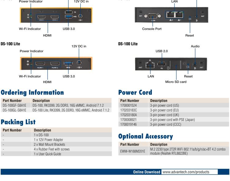 研華DS-100 基于ARM平臺的4K數(shù)字標牌播放器,支持獨立雙顯