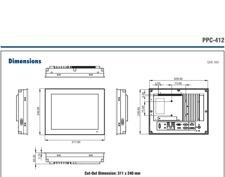 研華PPC-412 12.1" 無風扇工業平板電腦 Intel? Core? i5-7300U 處理器