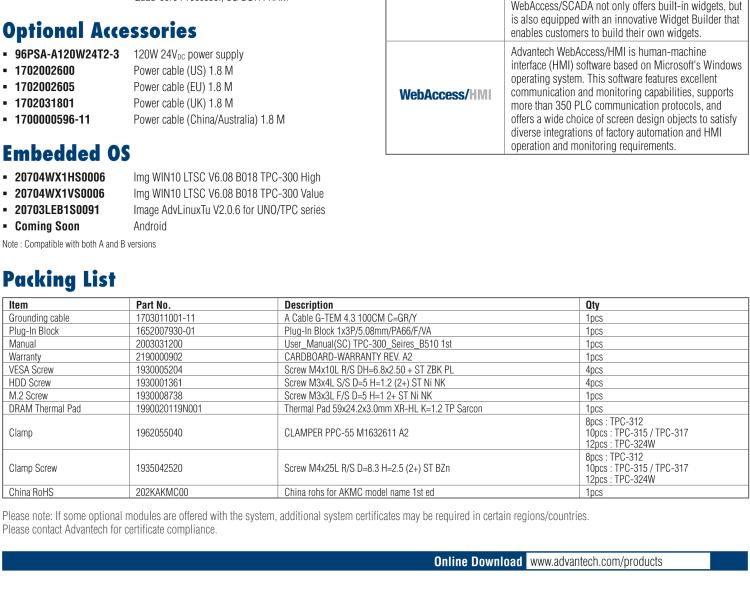 研華TPC-324W 8代Intel?Core? i3/ i5/ i7處理器24" FHD TFT LED LCD觸摸屏電腦，內置8G DDR4 RAM