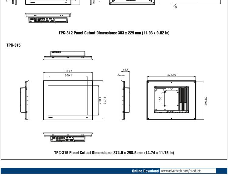 研華TPC-312 12.1" XGA TFT LED LCD工業平板電腦，搭載第八代Intel?Core?i3/ i5/ i7處理器，內置8G DDR4 RAM