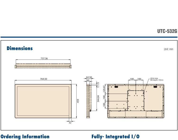 研華UTC-532G 31.5" Ubiquitous Touch Computer with Intel? Pentium? N4200