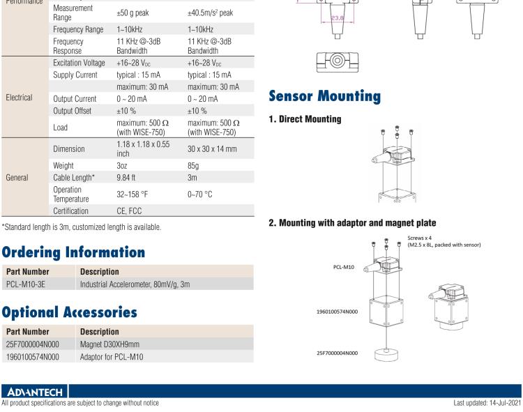 研華PCL-M10 工業加速度傳感器