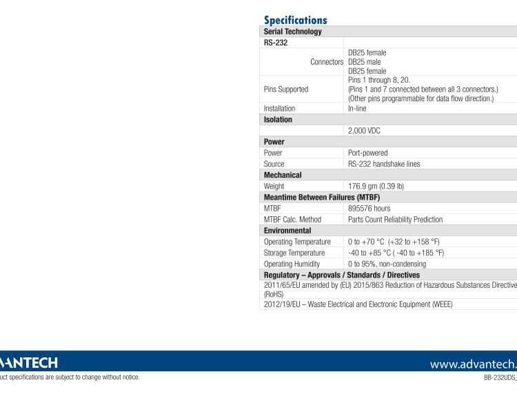 研華BB-232UDS 串口分流器、RS-232、DB25主端口和數(shù)據(jù)端口